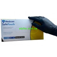 Рукавички одноразові вінілові Medicom нестерильні без пудри SafeTouch® Black, розмір M